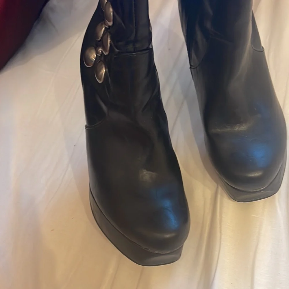 Black studded platform sexy boots size 7.5M